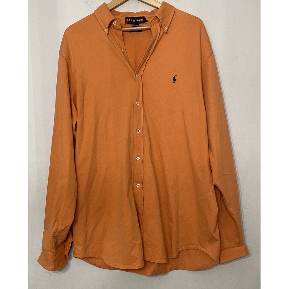 Ralph Lauren‎ Shirt Mens XL Big Long Featherweight Mesh Button Knit Vintage